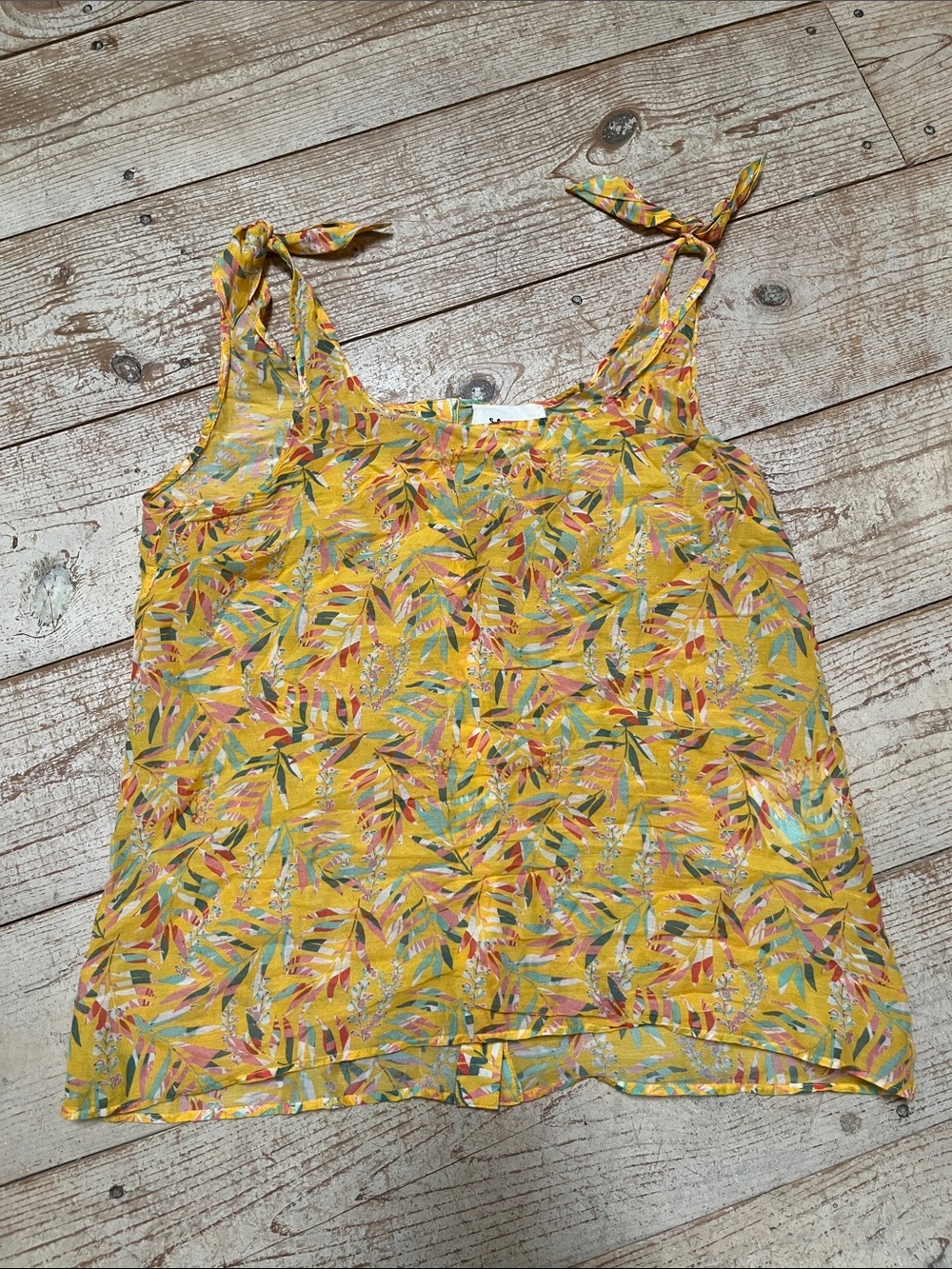 Sezane Yellow Floral Tie-Shoulder Camisole